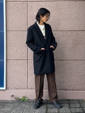 「URBAN RESEARCH」｜「アイテム（チェスターコート）」を使った、Shiragami Harutoさん（メンズ・175cm）の冬コーディネート