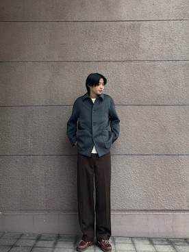 「ITEMS URBANRESEARCH（アイテムズ アーバンリサーチ）のアイテム（ステンカラーコート）」を使った、Shiragami Harutoさん（メンズ・175cm）の冬コーディネート