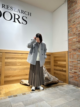 「アイテム（ピーコート）」を使った、sariさん（レディース・159cm）の冬コーディネート