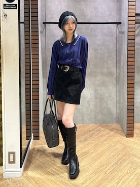 「アイテム（ボストンバッグ、グレー系）」を使った、カワさん（レディース・163cm）の秋コーディネート