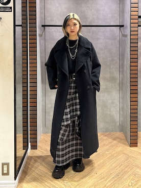 「アイテム（チェスターコート）」を使った、カワさん（レディース・163cm）の冬コーディネート