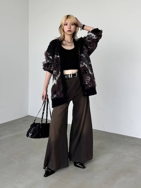 「PAGEBOY（ページボーイ）の＜まるでデニム見え！/紫外線カット/接触冷感/ストレッチ＞マルデニメガレッグパンツ（デニムパンツ、ブラウン系）」を使った、カワさん（レディース・163cm）の夏コーディネート