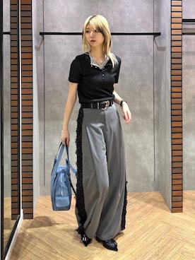 「PAGEBOY（ページボーイ）のヴィンテージバックルベルト（ベルト、ブラック系）」を使った、カワさん（レディース・163cm）の春コーディネート
