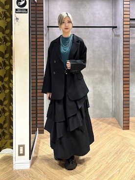 「PAGEBOY（ページボーイ）の【ステンレス素材】ロングボールチェーンネックレス（ネックレス）」を使った、カワさん（レディース・163cm）の秋コーディネート