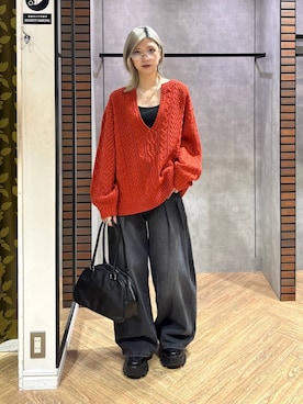 「アイテム（キャミソール、ブラック系）」を使った、カワさん（レディース・163cm）の秋コーディネート