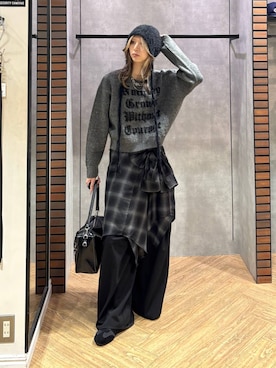 「PAGEBOY（ページボーイ）のオンブレチェックシャツ/チェックシャツ【2WAY仕様/シワになりにくい】（シャツ/ブラウス、ブラック系）」を使った、カワさん（レディース・163cm）の秋コーディネート