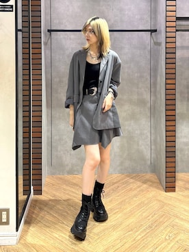 「PAGEBOY（ページボーイ）の【セットアップ対応】チェックMIXジャケット 《2サイズ展開》（テーラードジャケット）」を使った、カワさん（レディース・163cm）の秋コーディネート