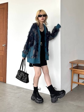 「PAGEBOY（ページボーイ）のモードバックルベルト3（ベルト、ブラック系）」を使った、カワさん（レディース・163cm）の夏コーディネート