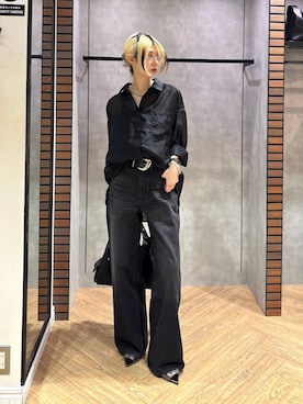「PAGEBOY（ページボーイ）のヴィンテージバックルベルト（ベルト、ブラック系）」を使った、カワさん（レディース・163cm）の春コーディネート