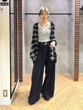 「PAGEBOY（ページボーイ）のサイドタックルーズウラケパンツ/イージーパンツ【4color・2size】（スウェットパンツ）」を使った、カワさん（レディース・163cm）の夏コーディネート