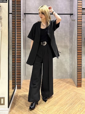 「PAGEBOY（ページボーイ）のヴィンテージバックルベルト（ベルト、ブラック系）」を使った、カワさん（レディース・163cm）の春コーディネート