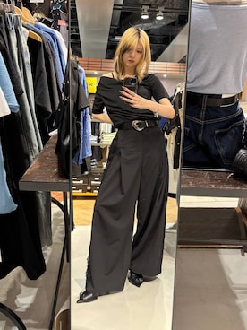 「PAGEBOY（ページボーイ）のヴィンテージバックルベルト（ベルト、ブラック系）」を使った、カワさん（レディース・163cm）の春コーディネート