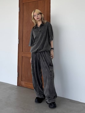 「PAGEBOY（ページボーイ）のプラットチャンキースニーカー（スニーカー、ブラック系）」を使った、カワさん（レディース・163cm）の夏コーディネート