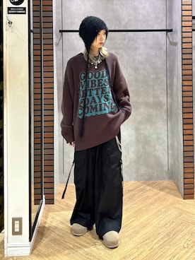 「HARE（ハレ）のアイテム（帽子）」を使った、カワさん（レディース・163cm）の冬コーディネート