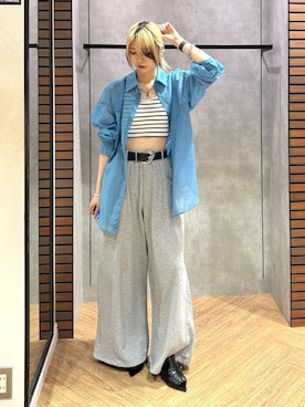 「PAGEBOY（ページボーイ）の【選べる着丈】カップツキFITキャミ（キャミソール、ホワイト系）」を使った、カワさん（レディース・163cm）の春コーディネート