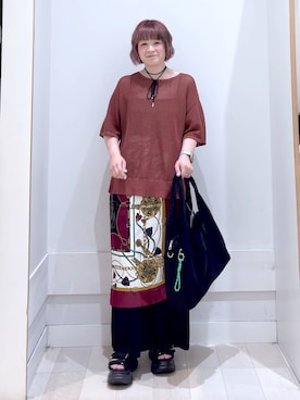 「アイテム（ニット/セーター）」を使った、amamikanoheyaさん（レディース・155cm・40代）の夏コーディネート