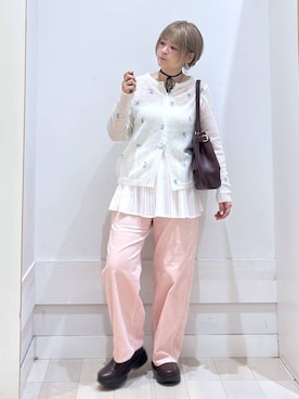「アイテム（ボストンバッグ、レッド系）」を使った、amamikanoheyaさん（レディース・155cm）の秋コーディネート