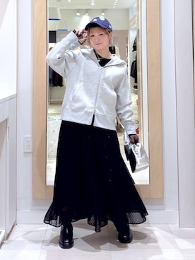 「アイテム（ヘアゴム）」を使った、amamikanoheyaさん（レディース・155cm）の秋コーディネート