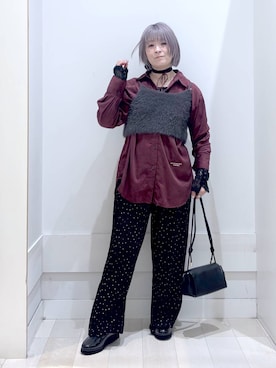 「アイテム（チョーカー、ブラウン系）」を使った、amamikanoheyaさん（レディース・155cm）の秋コーディネート