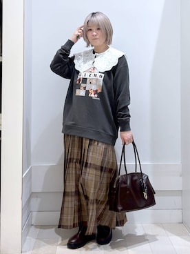 「アイテム（付け襟、ホワイト系）」を使った、amamikanoheyaさん（レディース・155cm）の秋コーディネート
