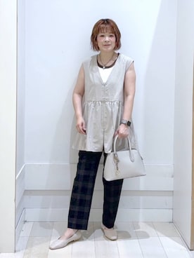 「アイテム（タンクトップ）」を使った、amamikanoheyaさん（レディース・155cm・40代）の夏コーディネート