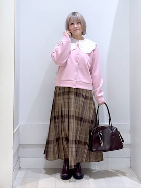 「アイテム（付け襟、ホワイト系）」を使った、amamikanoheyaさん（レディース・155cm）の秋コーディネート