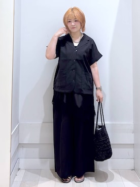 「GLOBAL WORK（グローバルワーク）のFffit エフィット/カップ付きリブキャミストレート/625140（キャミソール、ブラック系）」を使った、amamikanoheyaさん（レディース・155cm）の夏コーディネート
