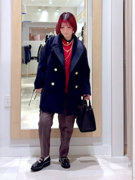 「アイテム（チェスターコート）」を使った、amamikanoheyaさん（レディース・155cm・40代）の秋コーディネート