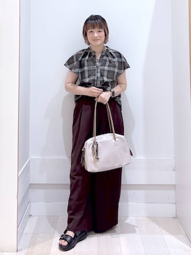 「アイテム（ボストンバッグ）」を使った、amamikanoheyaさん（レディース・155cm・40代）の夏コーディネート