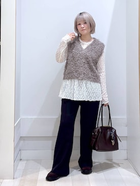 「GLOBAL WORK（グローバルワーク）のアイテム（ベスト）」を使った、amamikanoheyaさん（レディース・155cm）の秋コーディネート