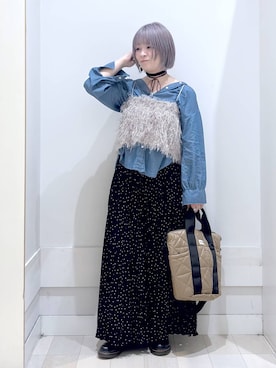 「アイテム（チョーカー、ブラウン系）」を使った、amamikanoheyaさん（レディース・155cm）の秋コーディネート