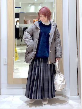 「アイテム（ダウンジャケット/コート）」を使った、amamikanoheyaさん（レディース・155cm・40代）の冬コーディネート