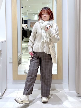 「アイテム（カーディガン/ボレロ）」を使った、amamikanoheyaさん（レディース・155cm・40代）の秋コーディネート