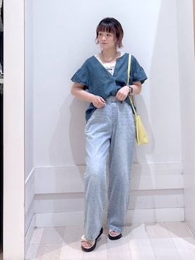 「アイテム（バンダナ/スカーフ）」を使った、amamikanoheyaさん（レディース・155cm）の夏コーディネート