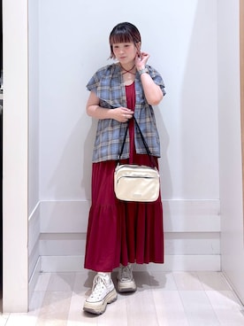 「アイテム（ショルダーバッグ）」を使った、amamikanoheyaさん（レディース・155cm・40代）の夏コーディネート
