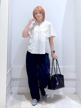 「GLOBAL WORK（グローバルワーク）のラクッションベルトニットパンプス/290988（パンプス、ブラック系）」を使った、amamikanoheyaさん（レディース・155cm）の夏コーディネート