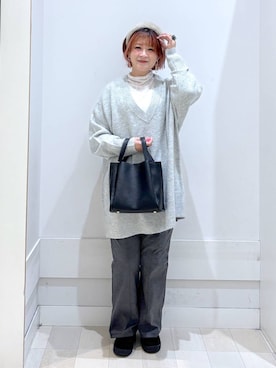 「ハグミーニット_GLOBALWORK」｜amamikanoheyaさん（レディース・155cm）の冬コーディネート