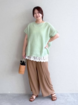 「Elura（エルーラ）の裾レースタンク/605388（タンクトップ、ホワイト系）」を使った、gw_maieiさん（レディース・160cm）の夏コーディネート