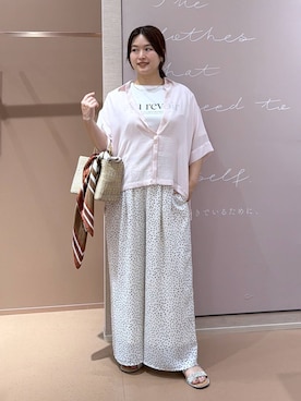 「Elura（エルーラ）の≪COTTO/コット≫リングカゴBAG/646466（トートバッグ、ホワイト系）」を使った、gw_maieiさん（レディース・160cm）の夏コーディネート