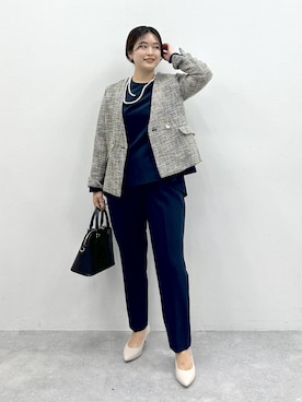 「アイテム（ノーカラージャケット）」を使った、gw_maieiさん（レディース・159cm）の冬コーディネート