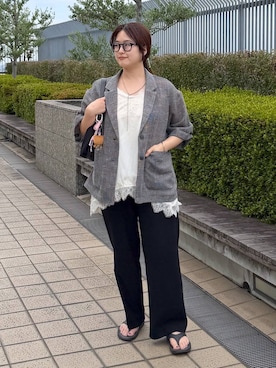 「OOFOS（ウーフォス）の【HEREIAM】OOFOS（ウーフォス）OOriginal（サンダル、ブラック系）」を使った、gw_maieiさん（レディース・160cm）の夏コーディネート