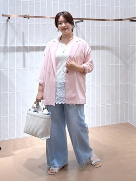「Elura（エルーラ）のストーン付きロングラリエット/641622（ネックレス、シルバー系）」を使った、gw_maieiさん（レディース・160cm）の夏コーディネート