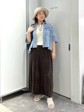 「高見え」｜「アイテム（帽子）」を使った、gw_maieiさん（レディース・159cm）の夏コーディネート