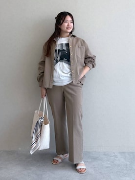 「Elura（エルーラ）の≪GOOD ROCK SPEED/グッドロックスピード≫ DOGプリントTシャツ/1057136（Tシャツ/カットソー、ホワイト系）」を使った、gw_maieiさん（レディース・160cm）の夏コーディネート