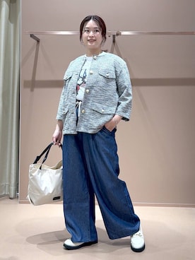 「Elura（エルーラ）のテンセルデニムパンツ＜低身長サイズあり＞/1049350（デニムパンツ、ブルー系）」を使った、gw_maieiさん（レディース・160cm）の夏コーディネート