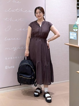 「Elura（エルーラ）のマルチP撥水リュック/597586（バックパック/リュック、ブラック系）」を使った、gw_maieiさん（レディース・160cm）の夏コーディネート