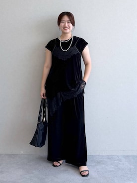 「Elura（エルーラ）のバケツドッキングバッグ/1047984（ショルダーバッグ、ブラック系）」を使った、gw_maieiさん（レディース・160cm）の夏コーディネート