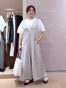 「Elura（エルーラ）の天然石スネークチェーンネックレス/1050128（ネックレス、グレー系）」を使った、gw_maieiさん（レディース・160cm）の夏コーディネート