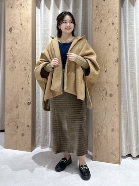 「アイテム（ポンチョ）」を使った、gw_maieiさん（レディース・159cm）の冬コーディネート