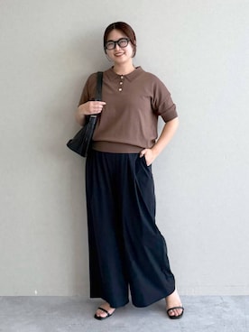 「Elura（エルーラ）のバケツドッキングバッグ/1047984（ショルダーバッグ、ブラック系）」を使った、gw_maieiさん（レディース・160cm）の夏コーディネート